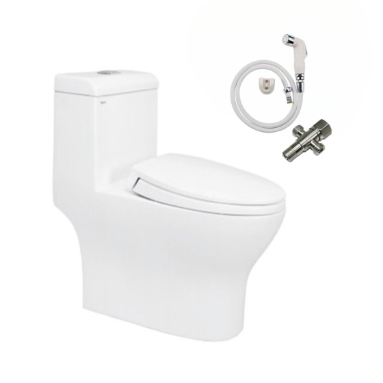 Bồn Cầu Viglacera V45M Nắp V687 Xả Xoáy + Vòi Xịt VG826