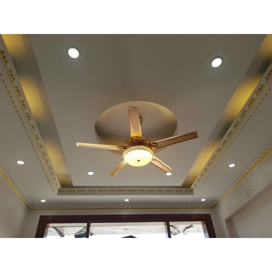 Quạt đèn pha lê 5 cánh sắt QT4801