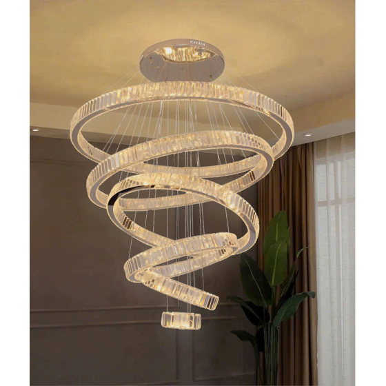 Đèn thả pha lê thông tầng 6 vòng THD7047T6