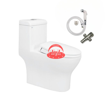 Bồn Cầu Viglacera V45M Nắp V687 Xả Xoáy + Vòi Xịt VG826