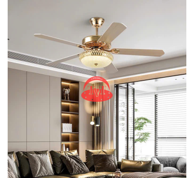 Quạt đèn pha lê 5 cánh sắt QT4801